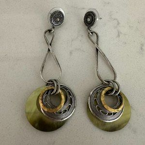 Mixed metal drop earring